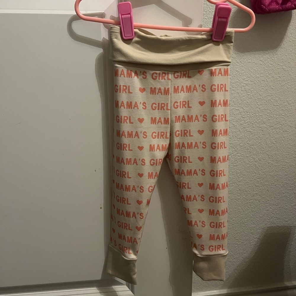 Mama's Girl Cream and Pink Kids Leggings